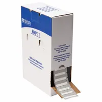Polyolefin sleeve label roll with white matte finish. Each label measures 7/8 in x 11/32 in and fits wire gauges from 10 AWG to 20 AWG. Compatible with the BMP71 printer series for on-demand wire and cable identification in electrical panels, machinery, and control systems