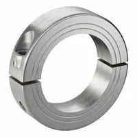This RULAND MANUFACTURING shaft collar is a 2-piece, metric, round, clamp-on type made of stainless steel. It has a 40 mm bore diameter and 15 mm collar width. Used to position, secure, or limit axial movement of components on a shaft in industrial machinery, conveyor systems, and automation equipment