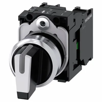 Siemens Selector Switch: 22 mm Panel Mounting Size, 3 Positions, Short Lever - Illuminated Selector Switches