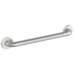 This straight grab bar is constructed of stainless steel with a knurled satin finish. It measures 36 inches in length with a 1 1/4 inch diameter. The anti-microbial surface helps reduce bacterial growth in wet environments. Commonly installed in bathrooms, showers, and other areas requiring secure hand support.