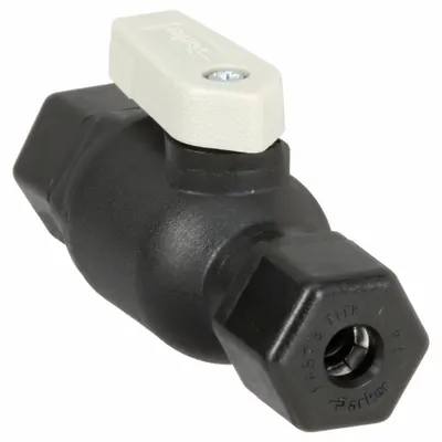 Parker Manual Two-Way Ball Valve: 1/4 in, Polypropylene, Straight, Sweat x Sweat - NSF 51 Compliant Polypropylene Ball Valves