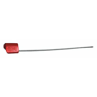 TYDENBROOKS Cable Seals: Red, Zinc, 12 in Cable Lg, 1/8 in Cable Dia, Sequential - Adjustable-Length Cable Seals