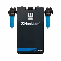 Modular regenerative desiccant compressed air dryer rated for 13 cfm flow with a maximum operating pressure of 217 psi. Operates on 120V electrical supply with 1/2 in NPT connections. Removes moisture from compressed air systems to protect pneumatic controls and instrumentation from corrosion and damage.