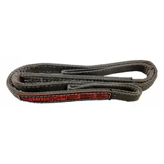 This Type 3 protected-edge nylon flat-eye web sling has a 16 ft sling length, 8 in eye length, and 2 plies. It includes a wear-resistant tag. Used for lifting and rigging heavy loads in industrial settings such as construction, manufacturing, and warehousing.