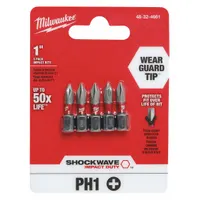MILWAUKEE Insert Bit: Insert Bit, Imperial, PH1 Bit Industry Size, #1 Bit Size, Std, Hex, 5 PK (MPN 48-32-4661)