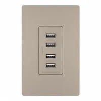 USB Receptacle: 4 USB Ports, USB Type A, Nickel, 125V AC, 15 A (MPN TM8USB4NICC6)