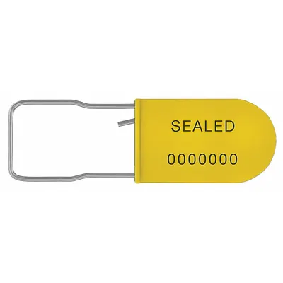 UNIVERSEAL Padlock Seals: Yellow, Plastic, 100 lb Breaking Strength, 1 3/16 in Hasp Lg - Metal Hasp Padlock Seals