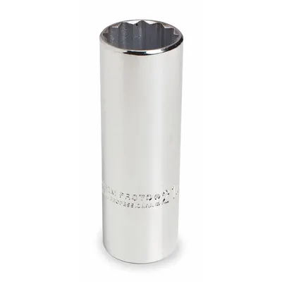 PROTO Socket: Metric, 1/2 in Drive Size, 28 mm Socket Size, 12-Point, Deep, Chrome - 1/2" Drive Hand Sockets