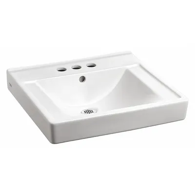 AMERICAN STANDARD Bathroom Sink: Decorum, White, Vitreous China, 18 1/4 in Overall Lg - One-Station Wall-Mounted Bathroom Sinks without Faucets
