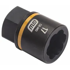 This 3/8" drive impact socket is designed for extracting damaged or rounded bolts. The 7-point standard geometry provides secure grip on bolt heads. Black oxide finish offers corrosion resistance. Not tether capable.