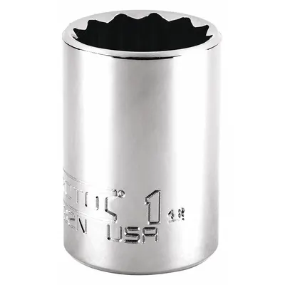 PROTO Socket: SAE, 1/2 in Drive Size, 1 in Socket Size, 12-Point, Std, Chrome - 1/2" Drive Hand Sockets
