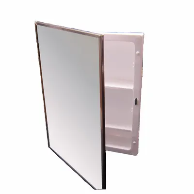 KETCHAM Medicine Cabinet: Rectangular, Glass, 22 1/4 in Overall Ht, 16 1/4 in Overall Wd - Mirrored Medicine Cabinets