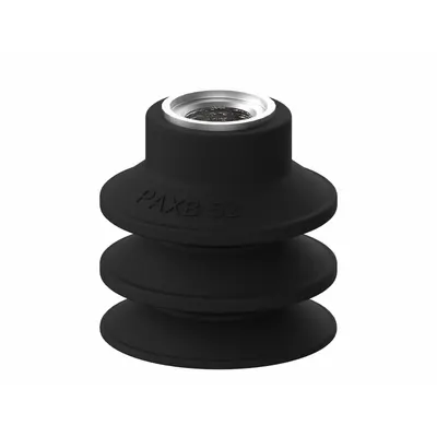PIAB Vacuum Pad: Multi-Bellows, w/o Adapter, 52 mm Pad Dia, Nitrile/PVC, Black - Multi-Bellows Type Automotive Industry Vacuum Pad Assemblies