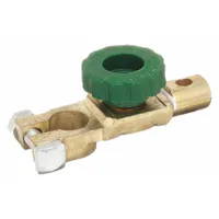 Rotary battery disconnect switch for 12V negative terminal isolation. Brass contacts, rated 100 A continuous, 135 A surge. Used to prevent parasitic battery drain and enable safe maintenance on vehicles or equipment