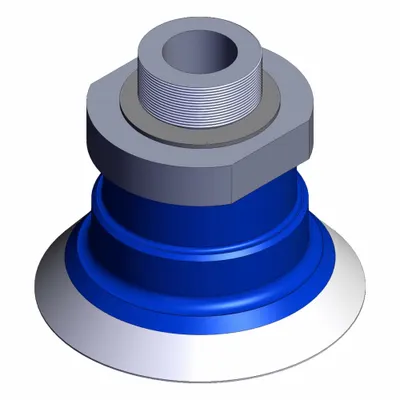 SMC Vertical Vacuum Inlet: Flat, M5 x 0.8 Vacuum Port, 35 mm Pad Dia - Flat Type Food-Safe Film & Paper Vacuum Pad Assemblies