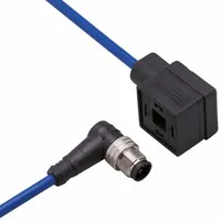IFM Patch cable: M12 Male Right Angle x DIN Form A, 2 ft Cable Lg, PVC, Blue, 5 Pins, IP67 (MPN E10821)