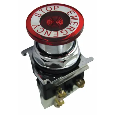 EATON Emergency Stop Push Button: Illuminated, Mushroom Head Profile, Metallic - Illuminated Mushroom-Head Push Buttons