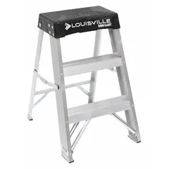 This 2-step folding step stool is constructed of aluminum with a silver finish. It has an overall height of 2.4 ft and a load capacity of 300 lb. Suitable for light-duty tasks such as reaching high shelves, changing light bulbs, or accessing overhead storage in home, office, or light industrial settings.