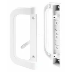 This PRIME-LINE sliding door lock is a recessed handle type, measuring 6 3/8 inches in height and 2 inches in width. It is designed for use on sliding doors in applications such as machine enclosures, equipment cabinets, and access panels where a flush-mount locking solution is required.