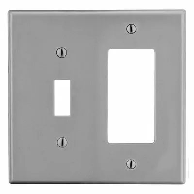 HUBBELL Wall Plate: Combo, 2 Gang, Gray - Combination Wall Plates