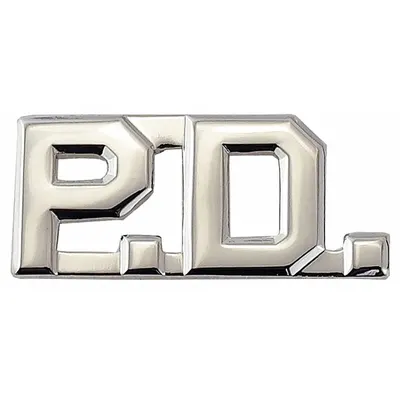 HEROS PRIDE Metal Rank Insignia: P.D., 1/2 in, Silver, Metal, Clutch Pin, Rank Insignia - Metallic Insignia