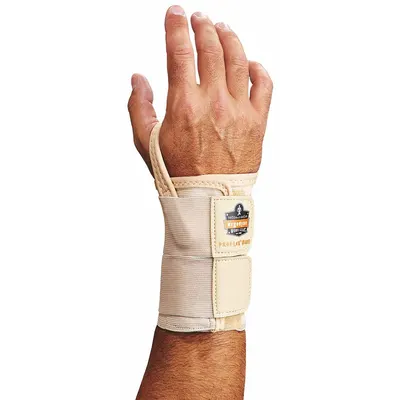 PROFLEX BY ERGODYNE Wrist Support: Left, M Ergonomic Support Size, Tan - PROFLEX BY ERGODYNE Double Strap Wrist Support