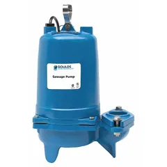 This GOULDS sewage ejector pump is designed for general purpose wastewater removal in residential and light commercial applications. It features a 1/2 hp motor, single-phase 230V AC operation, and a cast iron impeller. The pump handles solids up to 2 inches in diameter and has a vertical discharge orientation. Switch is not included.