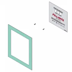 Replacement faceplate kit for Fill-Rite FR702 series meters, specifically the FR702VRGU model. Includes two screws for installation. Used to repair or update the meter's display or control interface in fuel-transfer applications.