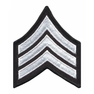 HEROS PRIDE Embroidered Patch: SGT, 3 in, Black/White, Polyester/Rayon, Rank Insignia - Embroidered Insignia