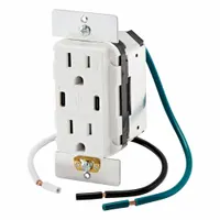 USB Receptacle: Decorator Duplex, 5-15R, USB Type C, White, 125V AC, 15 A (MPN T5636-W)