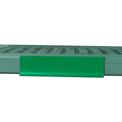 This green identification marker is designed for use with MetroMax Q Series plastic shelving systems. Measuring 6 inches wide by 1.5 inches tall, it provides a color-coding solution for organizing and labeling shelf locations.