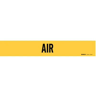 BRADY Pipe Marker: Air, Yellow, Black, Fits 2 1/2 to 7 7/8 in Pipe O.D., 1 Pipe Markers - Air Adhesive Pipe Markers