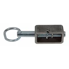 This spring latch features a stainless steel bolt and handle for corrosion resistance. The weld-on mounting provides permanent attachment. Typical applications include securing doors, panels, and enclosures in industrial settings.