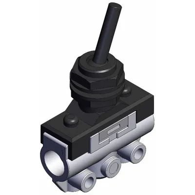 SMC Shuttle Valve: VM100 Series, Toggle Actuator, 3 Ports, 1/8 in NPT - VM Series Manual Air Control Valves