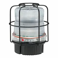 This LED multimode warning light is designed for hazardous locations where visual alerts are required. It operates on 12 to 24V DC, features a magenta lens, and has an overall height of 5 3/4 inches and diameter of 4 13/16 inches. The unit is intended for pole mounting and provides a bright signal for safety and status indication in industrial environments.
