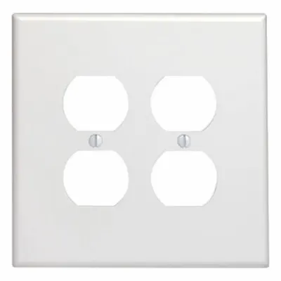 LEVITON Wall Plate: Duplex Outlet, 2 Gang, White - General Purpose Wall Plates
