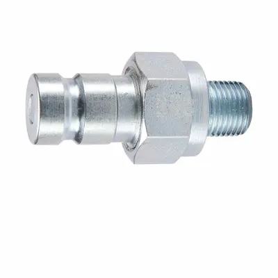 PARKER Nipple: 1/8 in, 7/16"-20 Thread Size, Male UNF, UNF, Steel - PD Series Hydraulic Quick-Connect Coupling Plugs
