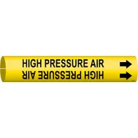 Pipe Marker: High Pressure Air, Yellow, Black, Fits 3/4 to 1 3/8 in Pipe O.D., 1 Pipe Markers (MPN 4075-A)