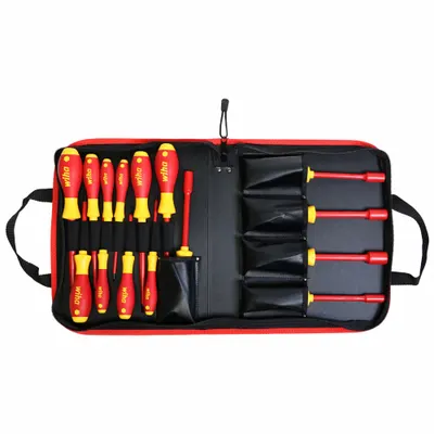 WIHA Insulated Tool Kit: Insulated, 15 Total Pcs, Drivers and Bits - Tool Sets with Tool Case