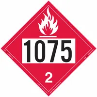 LABELMASTER Flammable Gas Placard: 1075, 10 3/4 in x 10 3/4 in, 10 3/4 in Label Ht, 25 Labels, 25 PK (MPN ZRV81075)