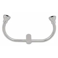 Chrome plated brass spray head yoke for faucet-mounted personal eyewash systems. Includes supply stem. Compatible with Bradley S19-200 and S19-200B series units. Used for emergency eye irrigation in industrial and laboratory settings.