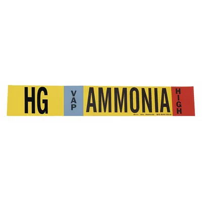 BRADY Pipe Marker: HG, VAP, High, Fits 1 1/2 to 2 3/8 in Pipe O.D., 1 Pipe Markers - Ammonia Wrap-Around Pipe Markers