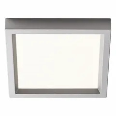 This 4-inch square surface-mount downlight features a low-profile silver aluminum housing and LED technology. It delivers 650 lumens at 4000K color temperature, consumes 10 W, and operates on 120/277V AC. Designed for vanity applications, it provides bright, neutral-white illumination for bathrooms, dressing areas, or similar spaces.