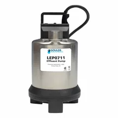 The GOULDS LSP0311F is a 1/3 hp submersible sump pump rated for 115V AC and 2.9 A. It handles solids up to 3/8 in maximum diameter. This model does not include a switch. It is used for removing groundwater from basements, crawl spaces, and other low-lying areas.