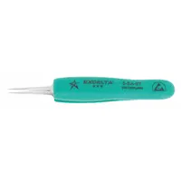 EXCELTA Tweezers: Stainless Steel, Point, Relieved Tip, 0.1 mm Tip Thick (MPN 5-SA-ET)