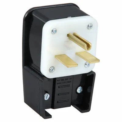 LEVITON Straight Blade Plug: 6-30P, 250V AC, 30 A, 2 Pole, 3 Blade, Black (MPN 9630-P) - Angled Plugs