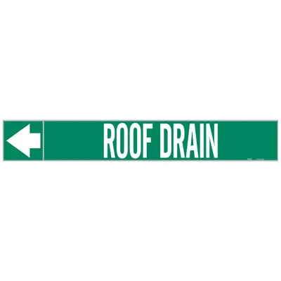 BRADY Pipe Marker: Roof Drain, Green, White, Fits 1 1/2 to 2 in Pipe O.D., 25 Pipe Markers - Roof Drain Adhesive Pipe Markers on a Roll
