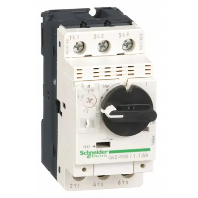 SCHNEIDER Manual Motor Starter: Non-Reversing, 3 Poles, 1.6 A, Thermal Protection - Non-Reversing Starters with Thermal Overloads