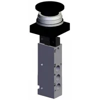 Shuttle Valve: VZM500 Series, Mushroom Button Actuator, 5 Ports, 1/8 in BSPT, Black Actuator (MPN VZM550-01-30B)