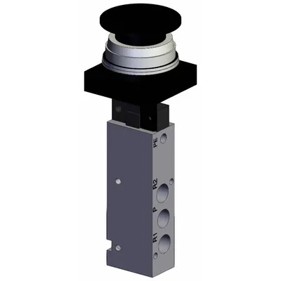 SMC Shuttle Valve: VZM500 Series, Mushroom Button Actuator, 5 Ports, 1/8 in BSPT - VZM Series Manual Air Control Valves